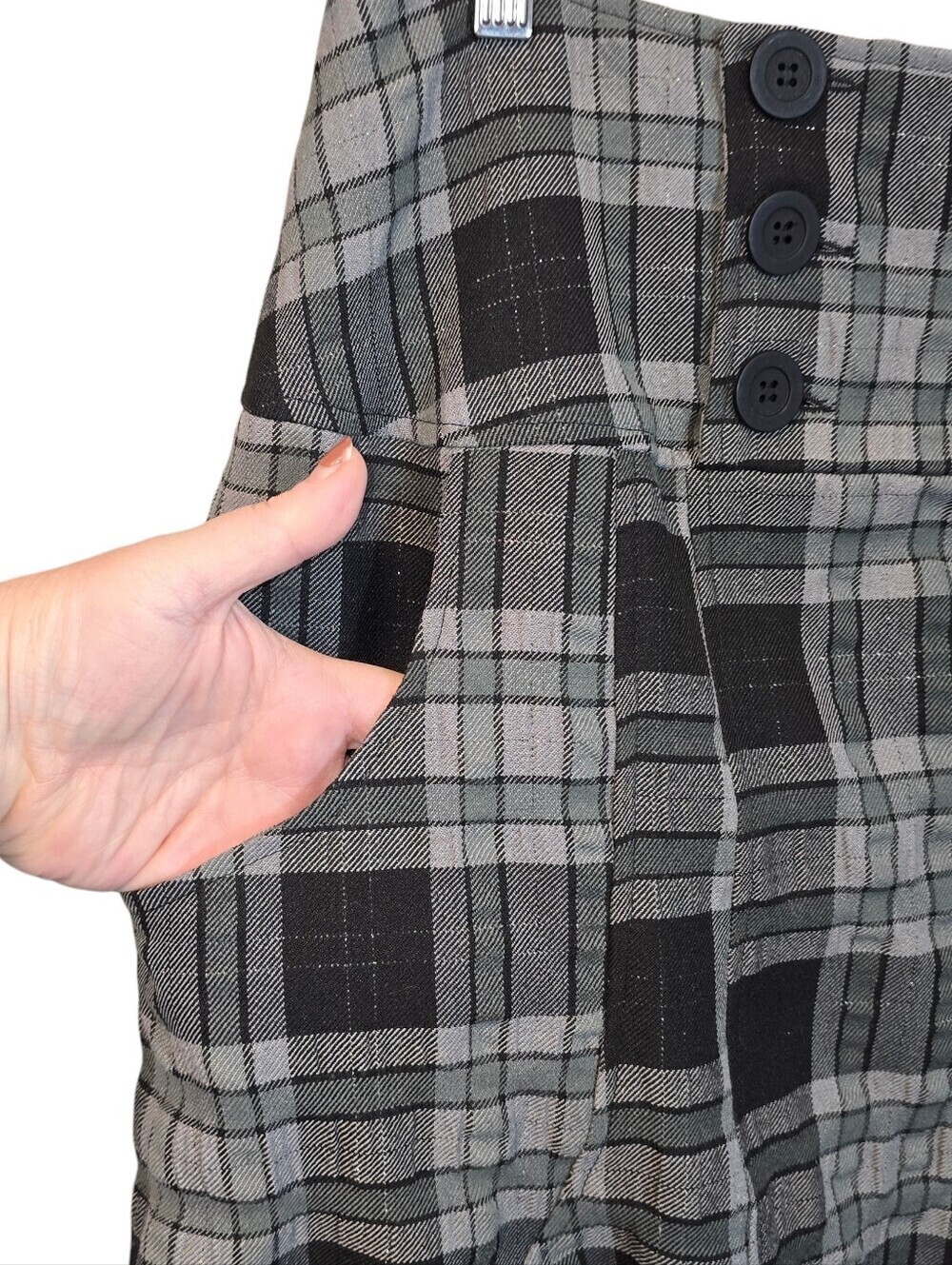 YUVITA Gray Black Plaid Bubble Hem Skirt Dark Academia Made In Belarus Size 4 - Picture 3 of 9